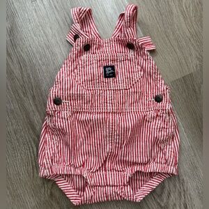 Red Striped Baby Overalls